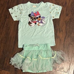 Disney Mint Green Kids shirt and skirt from fancy shmancy baby